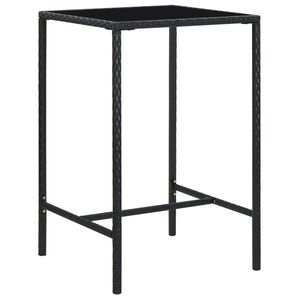 vidaXL Table de bar de jardin Noir 70x70x110cm R&eacute;sine tress&eacute;e et verre