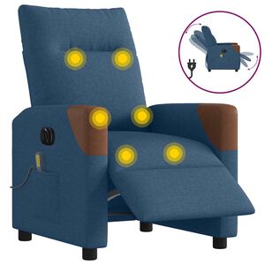 vidaXL Fauteuil inclinable de massage &eacute;lectrique Bleu Tissu