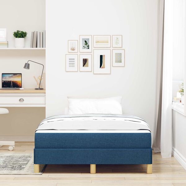 vidaXL Lit &agrave; ressorts avec matelas Bleu 120 x 190 cm tissu