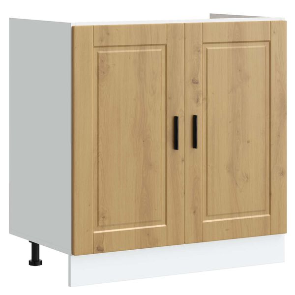 vidaXL Meuble sous &eacute;vier Porto 2 pcs Marron Bois d'ing&eacute;nierie