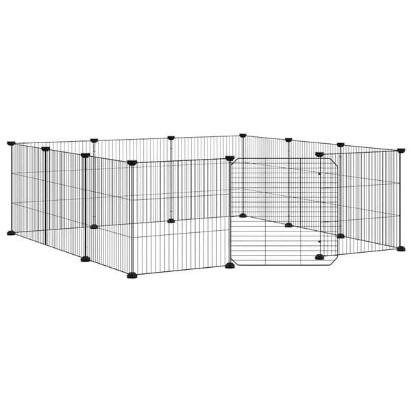 vidaXL Cage pour animaux de compagnie à 12 panneaux avec porte, noire, 35 x 35 cm, acier