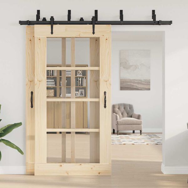 vidaXL Kit de quincaillerie de porte coulissante 213,5 cm acier noir