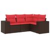 vidaXL Ensemble de canap&eacute; de jardin 4 pcs avec coussins marron r&eacute;sine tress&eacute;e