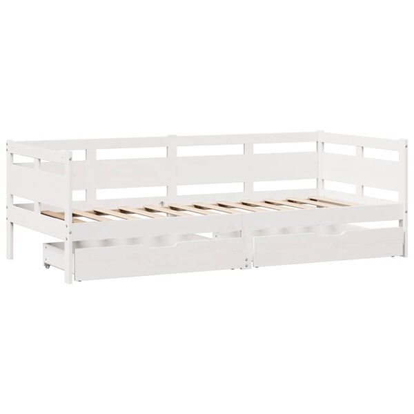 vidaXL Lit de jour et tiroirs sans matelas blanc 90x190 cm bois massif