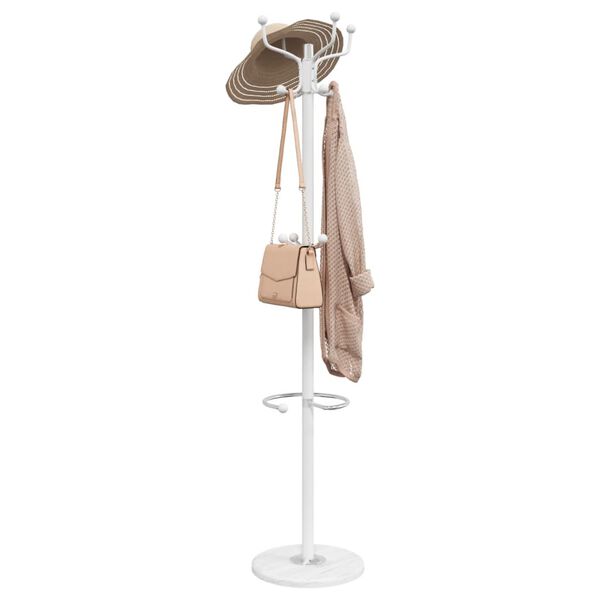 vidaXL Porte-manteau avec porte-parapluie blanc fer enduit de poudre