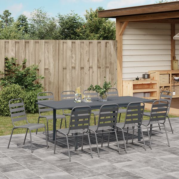 vidaXL Ensemble de salle &agrave; manger pour jardin 11 pcs Anthracite