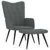 vidaXL Chaise de relaxation avec tabouret Gris fonc&eacute; Tissu