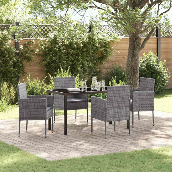 vidaXL Ensemble de salle &agrave; manger pour jardin 5 pcs Gris polyrotin