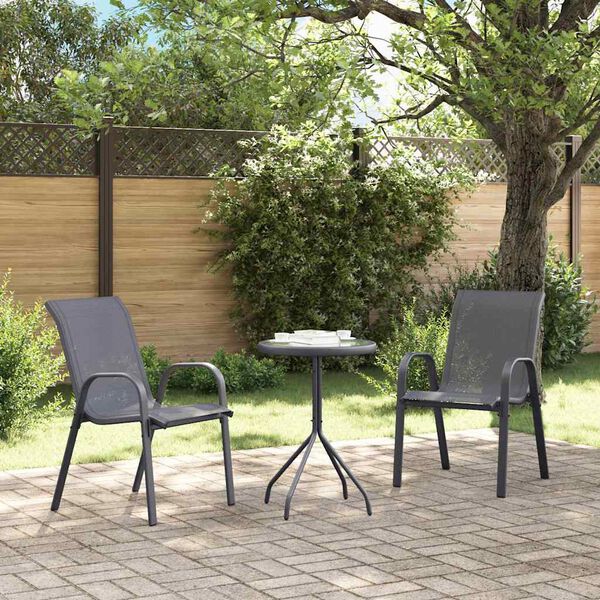 vidaXL Chaises empilables de jardin lot de 2 Gris Tissu textil&egrave;ne