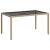 vidaXL Table de jardin 150x90x75 cm Verre trempé/résine tressée Beige