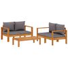 vidaXL Salon de jardin avec coussins 3 pcs bois massif d'acacia