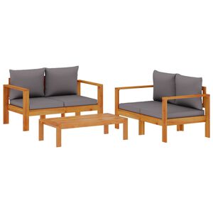vidaXL Salon de jardin avec coussins 3 pcs bois massif d'acacia