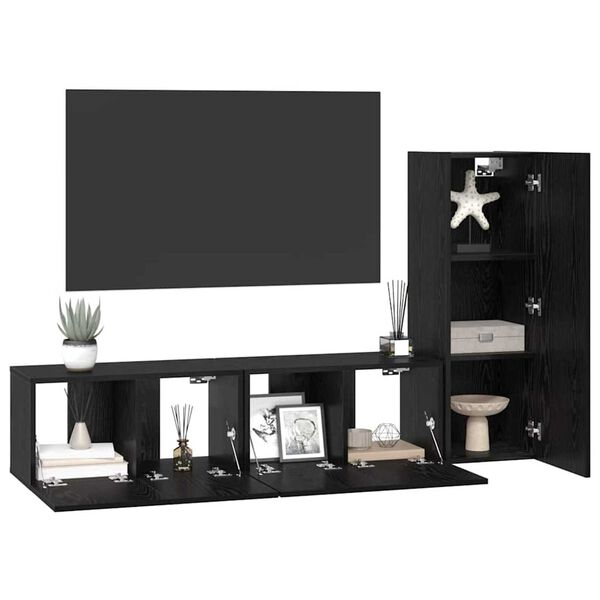 vidaXL Ensemble meuble TV 3 pcs Chêne noir Bois d'ingénierie