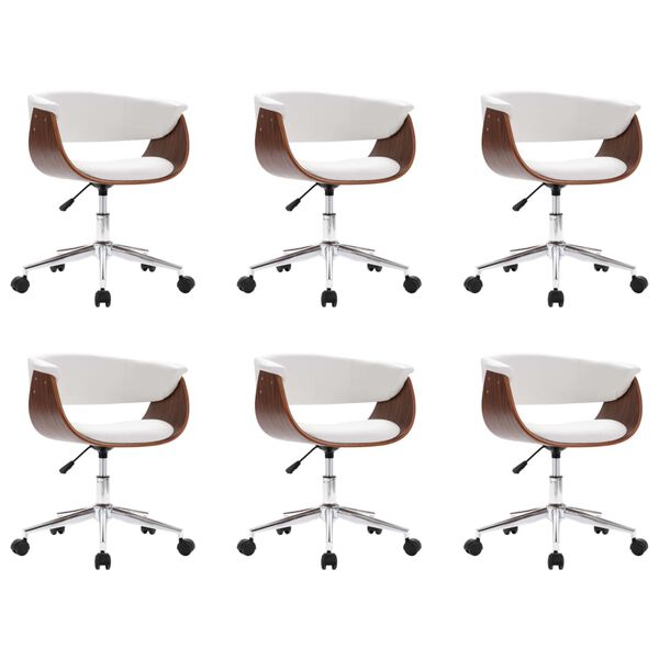 vidaXL Chaises pivotantes à manger lot de 6 blanc similicuir