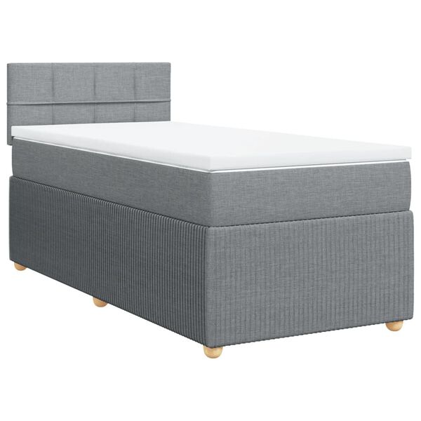 vidaXL Sommier à lattes de lit et matelas Gris clair 90x190 cm Tissu