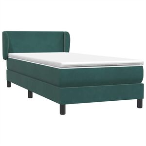 vidaXL Sommier &agrave; lattes de lit et matelas vert fonc&eacute; 80x220 cm velours