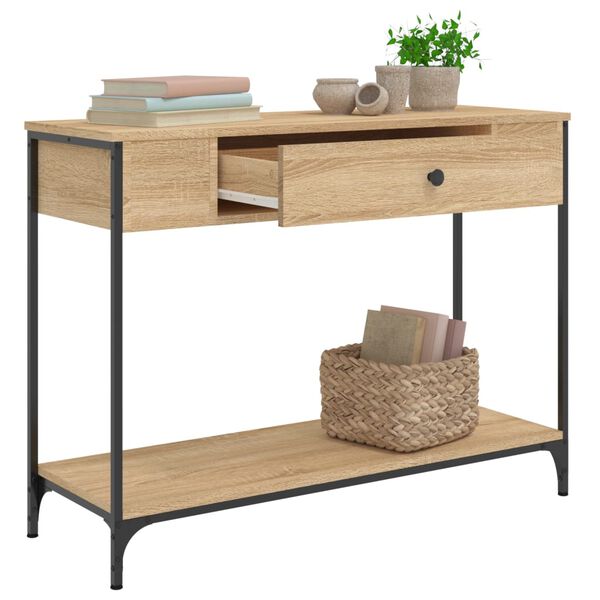 vidaXL Table console ch&ecirc;ne sonoma 100x34,5x75 cm bois d'ing&eacute;nierie