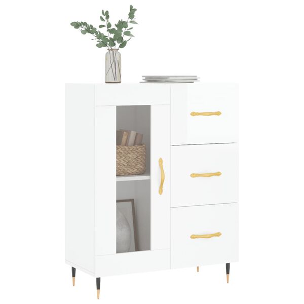 vidaXL Buffet Blanc brillant 69,5x34x90 cm Bois d'ingénierie
