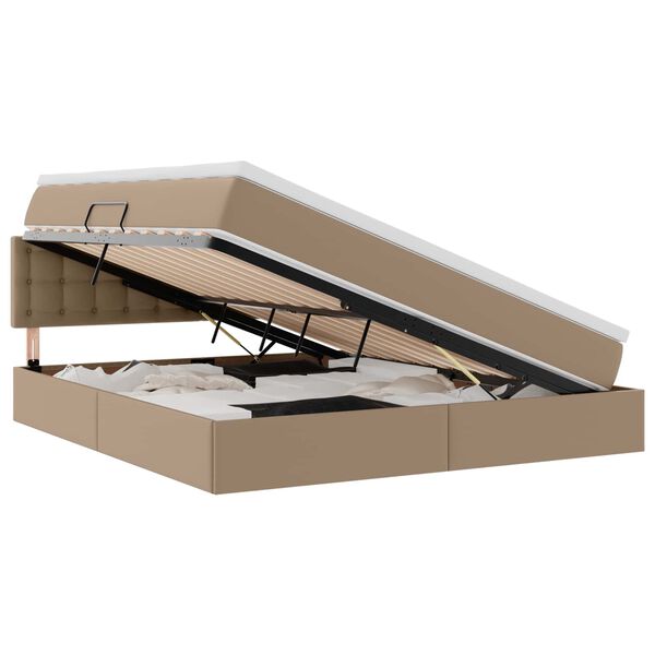 vidaXL Lit avec rangement et LED avec matelas Cappuccino 160 x 200 cm