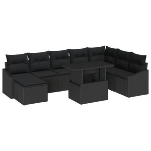 vidaXL Ensemble de Canap&eacute;s avec coussin 9 pcs Noir polyrotin
