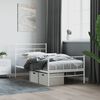 vidaXL Cadre de lit m&eacute;tal sans matelas avec pied de lit blanc 90x200cm