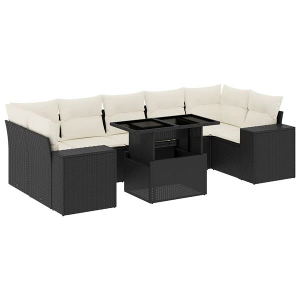 vidaXL Salon de jardin 8 pcs avec coussins noir r&eacute;sine tress&eacute;e