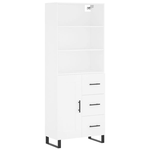 vidaXL Buffet haut Blanc 69,5x34x180 cm Bois d'ingénierie