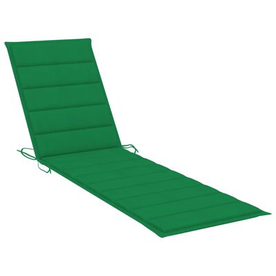 vidaXL Chaise longue avec coussin vert Bois de teck solide