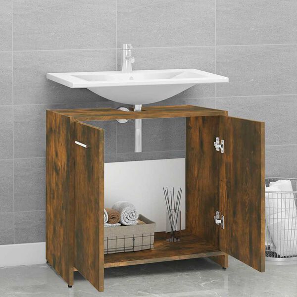 vidaXL Armoire de bain Chêne fumé 60x33x60 cm Bois d'ingénierie