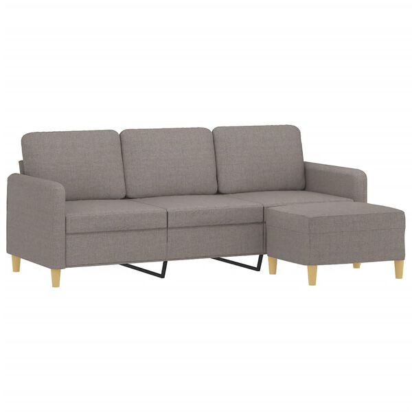 vidaXL Canap&eacute; &agrave; 3 places avec repose-pieds Taupe 180 cm Tissu