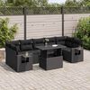 vidaXL Salon de jardin 8 pcs avec coussins noir r&eacute;sine tress&eacute;e