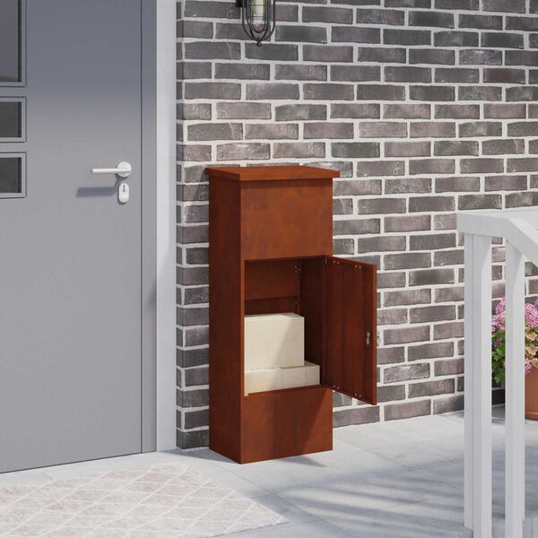 vidaXL Bo&icirc;te de d&eacute;p&ocirc;t de colis avec porte Rouill&eacute; 44,5 x 29 x 110,5 cm