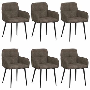 vidaXL Chaises de salle &agrave; manger 6 pc Simili daim Gris fonc&eacute;