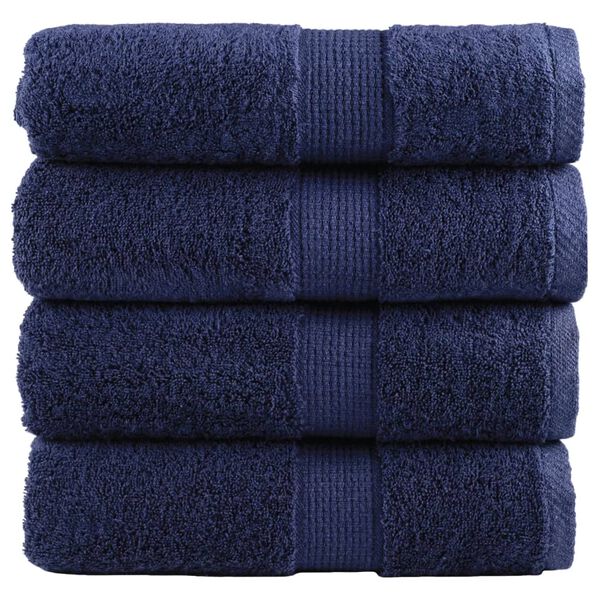 vidaXL Serviettes de toilette premium SOLUND 4 pi&egrave;ces Bleu marine 30 x 30 cm 600 g/m&sup2;