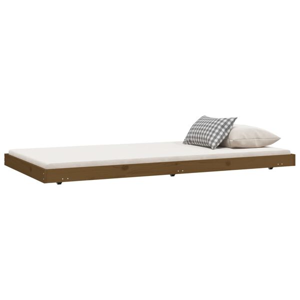 vidaXL Cadre de lit sans matelas marron miel 90x200 cm bois pin massif