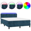 vidaXL Sommier &agrave; lattes de lit avec matelas LED Bleu fonc&eacute; 140x200 cm