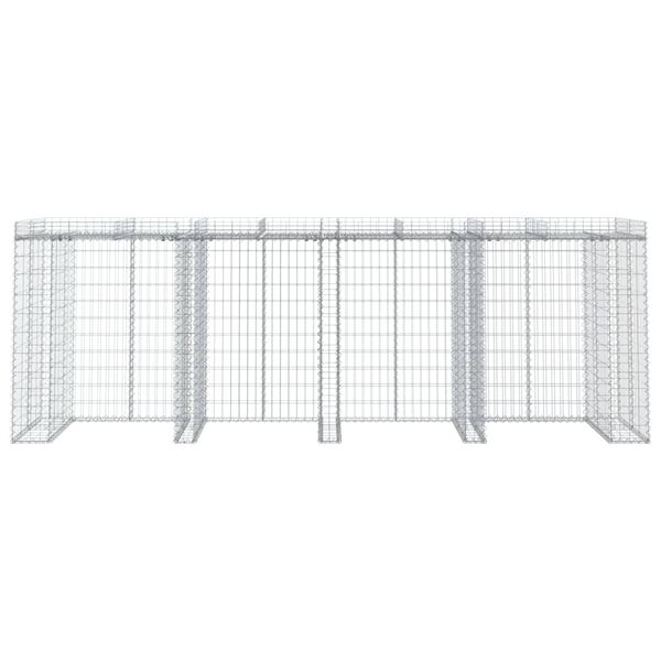 vidaXL Mur de gabion pour poubelle 350x91x120 cm fer galvanis&eacute;