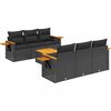 vidaXL Salon de jardin 7 pcs avec coussins noir r&eacute;sine tress&eacute;e
