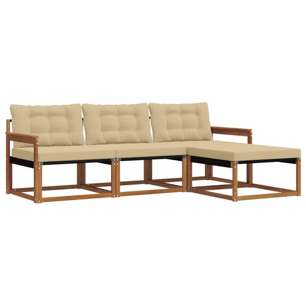 vidaXL Ensemble de canap&eacute;s d'ext&eacute;rieur 4 pcs Naturel et Beige
