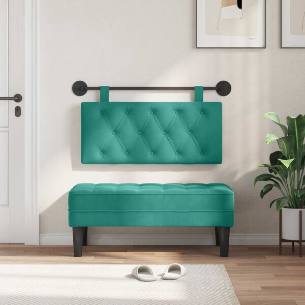 vidaXL T&ecirc;te de lit suspendue Turquoise 100 x 55 x 7 cm Velours