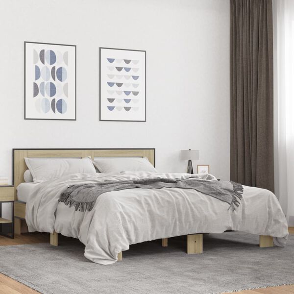 vidaXL Cadre de lit sans matelas ch&ecirc;ne sonoma 150x200 cm