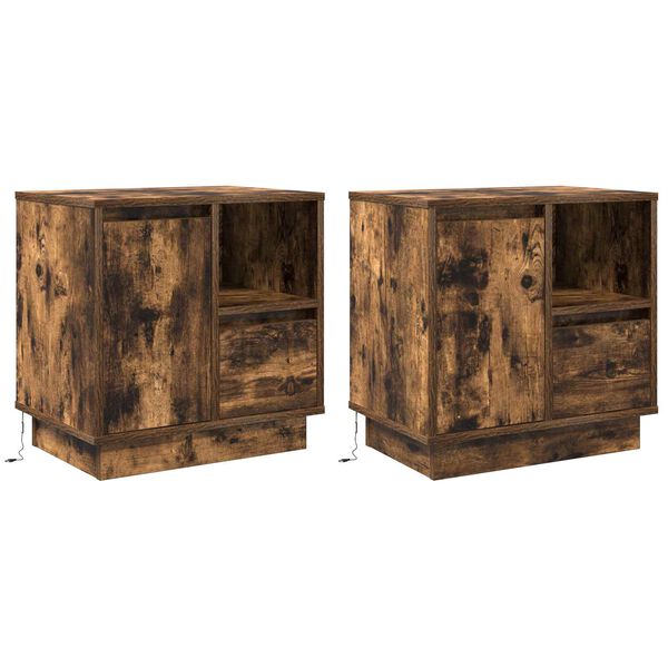 vidaXL Cabinet de chevet 2 pcs Ch&ecirc;ne fum&eacute; 50 x 34,5 x 50 cm.