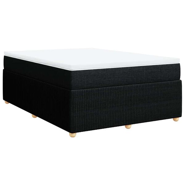 vidaXL Sommier &agrave; lattes de lit avec matelas Noir 160x200 cm Tissu