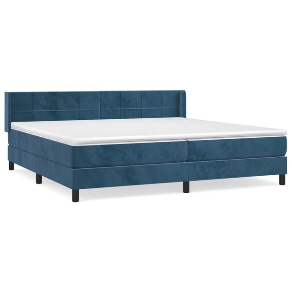 vidaXL Sommier &agrave; lattes de lit et matelas Bleu fonc&eacute; 200x200cm Velours