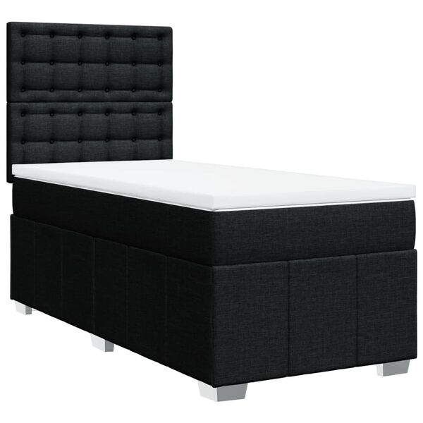 vidaXL Sommier &agrave; lattes de lit avec matelas Noir 100x200 cm Tissu