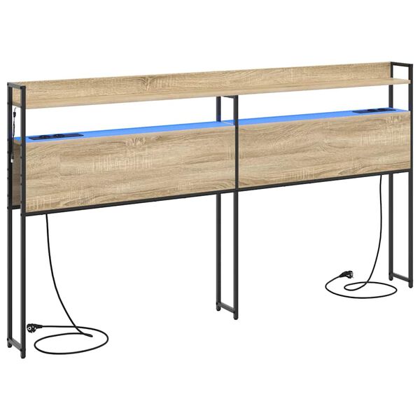 vidaXL T&ecirc;te de lit de rangement Ch&ecirc;ne sonoma 180 cm Bois d'ing&eacute;nierie