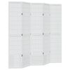 vidaXL Cloison de s&eacute;paration 5 panneaux blanc bois de paulownia massif