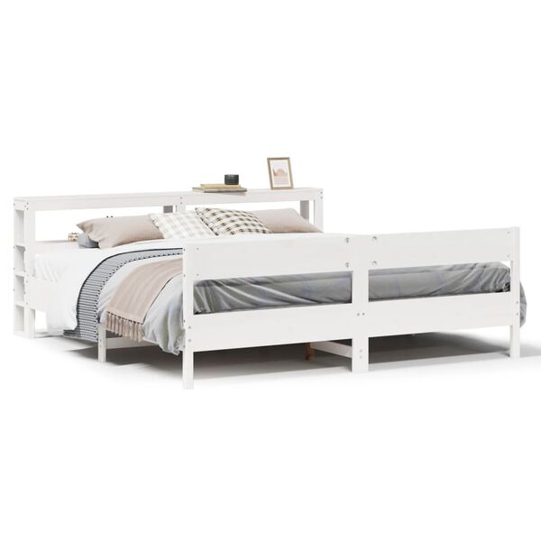 vidaXL Cadre de lit sans matelas blanc 200x200 cm bois massif de pin