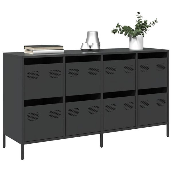 vidaXL Buffet noir 135x39x73,5 cm acier laminé à froid