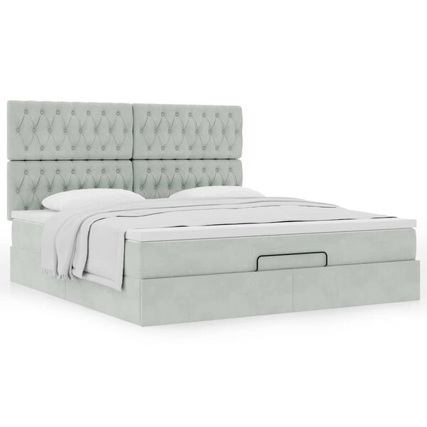 VidaXL Cadre de lit ottoman et matelas gris clair 180x200cm velours